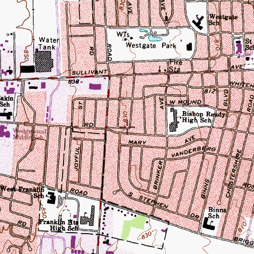 Topographic Map of Burnside Baptist Church, OH