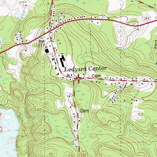 Topographic Map of Ledyard Center, CT
