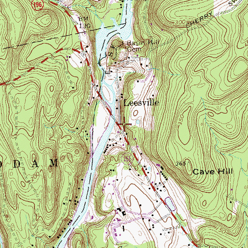 Topographic Map of Leesville, CT