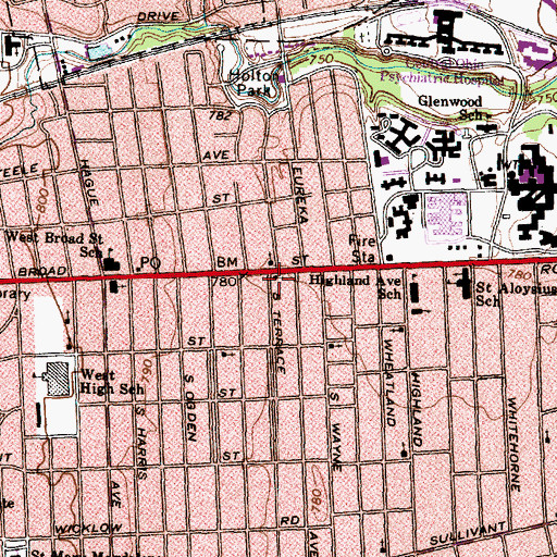 Topographic Map of Hilltop Lutheran Church, OH