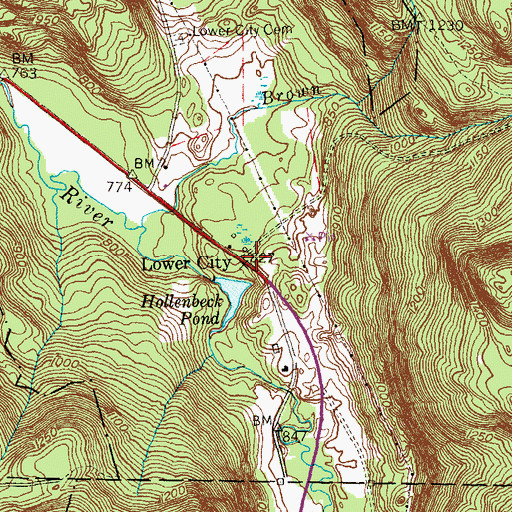 Topographic Map of Lower City, CT