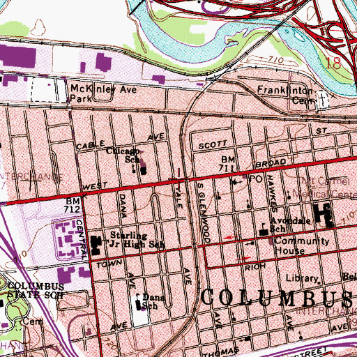 Topographic Map of Franklinton Community of Hope Church, OH