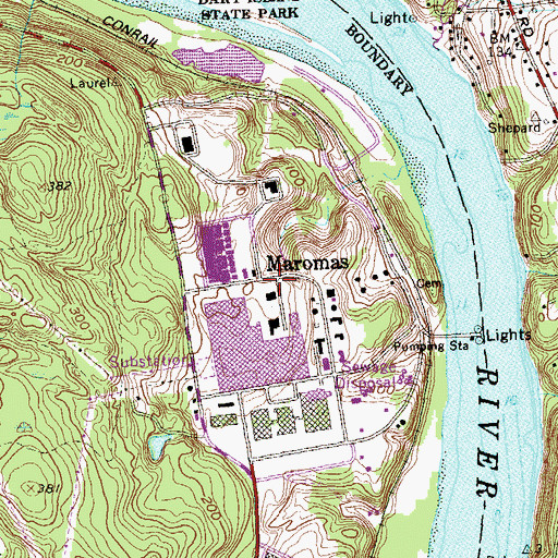 Topographic Map of Maromas, CT