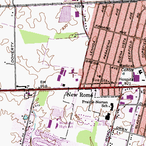 Topographic Map of Broadman Baptist Church, OH