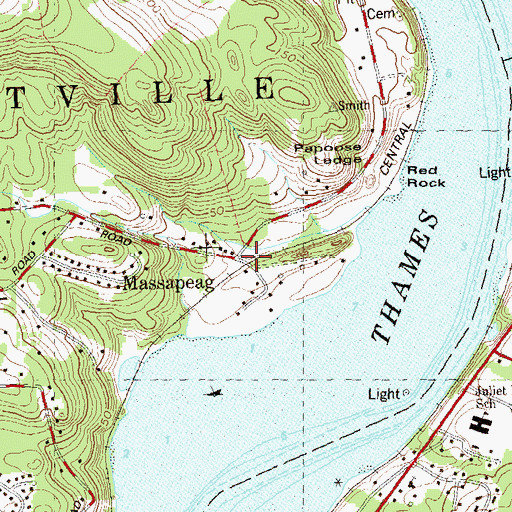 Topographic Map of Massapeag, CT