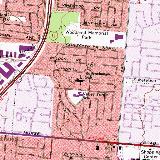 Topographic Map of Saint Anthony Church, OH