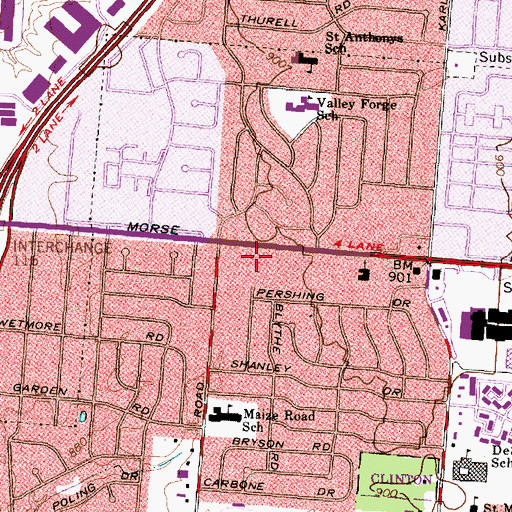 Topographic Map of Columbus Music Academy, OH