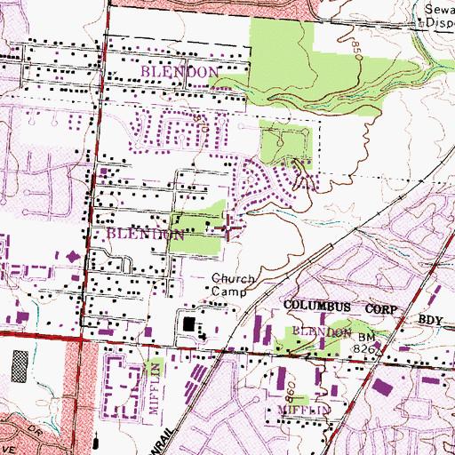 Topographic Map of New Life Baptist Church, OH