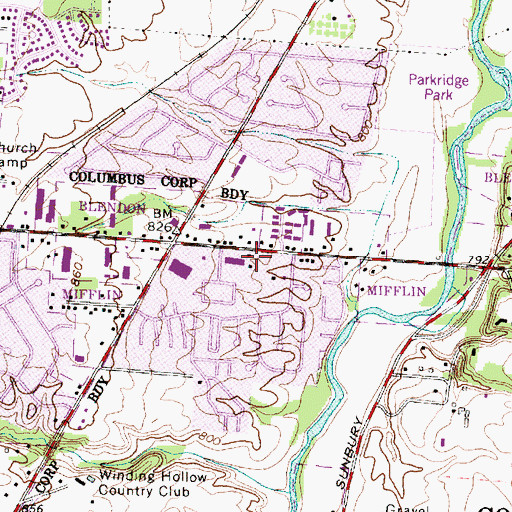 Topographic Map of Guiding Light Spiritualist Church, OH