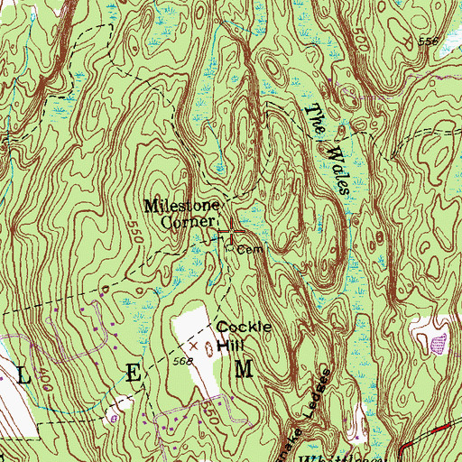 Topographic Map of Milestone Corner, CT