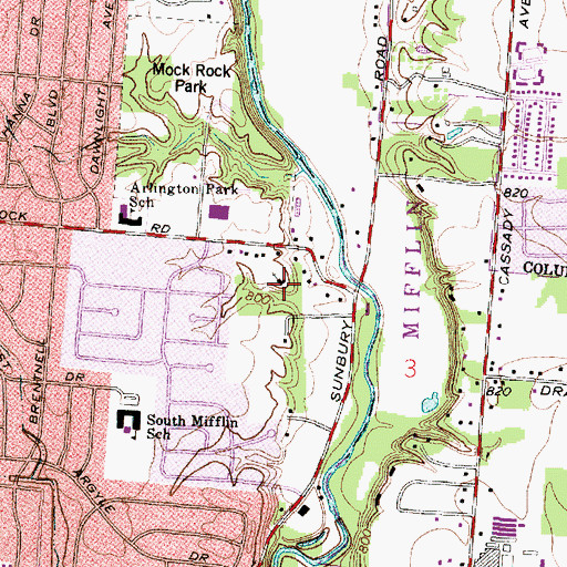 Topographic Map of Mount Gerizim Baptist Church, OH