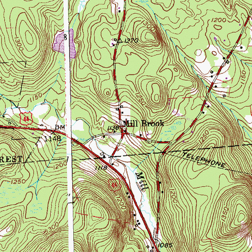 Topographic Map of Mill Brook, CT