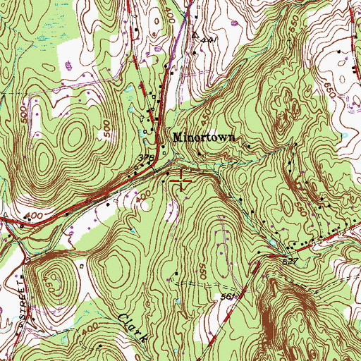 Topographic Map of Minortown, CT