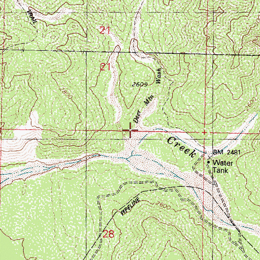 Topographic Map of Deer Mountain Wash, AZ