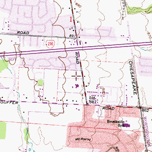 Topographic Map of Smoky Row Brethren Church, OH
