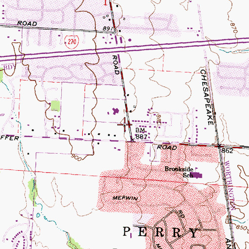 Topographic Map of Highlands Presbyterian Church, OH