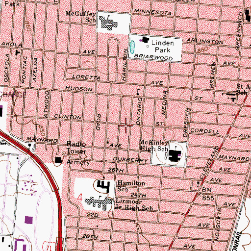 Topographic Map of Praise Temple Holiness Church, OH