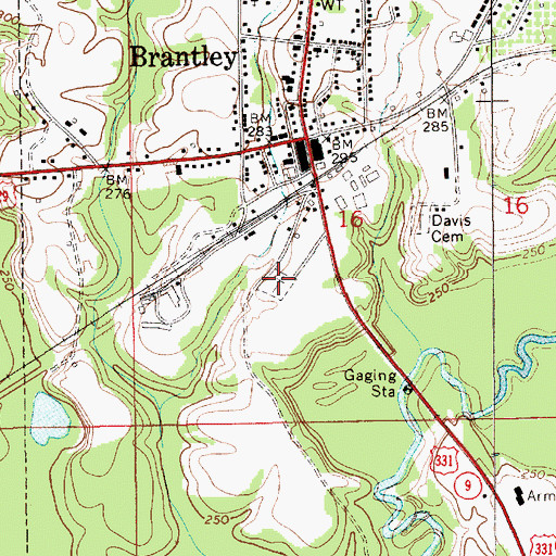 Topographic Map of Brantley Cemetery, AL
