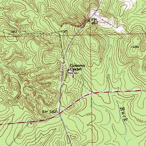 Topographic Map of Camerons Chapel Cemetery, AL