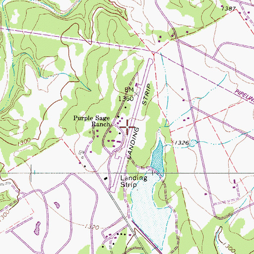 Topographic Map of Purple Sage Ranch Airfield (historical), TX