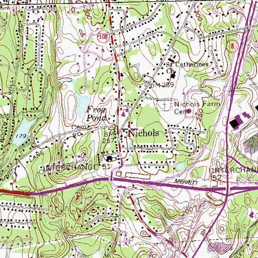 Topographic Map of Nichols, CT