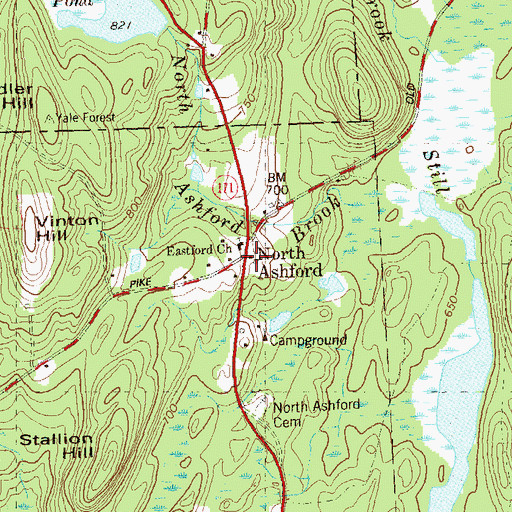 Topographic Map of North Ashford, CT