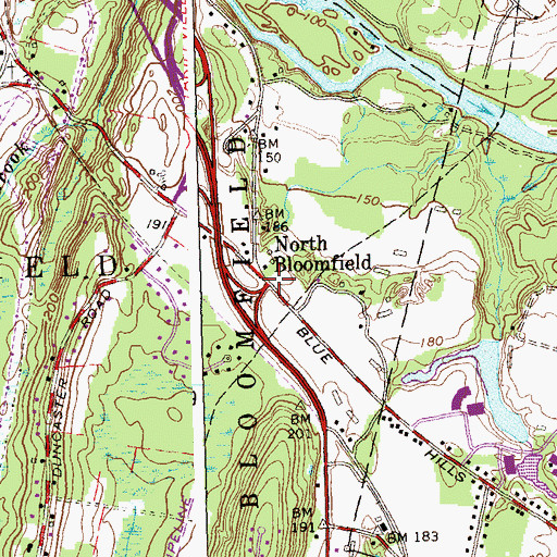 Topographic Map of North Bloomfield, CT