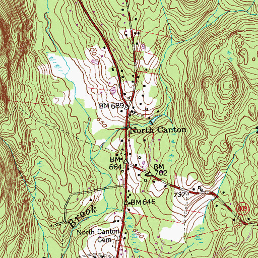 Topographic Map of North Canton, CT