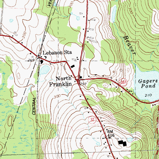 Topographic Map of North Franklin, CT