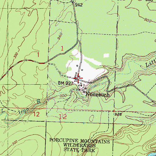 Topographic Map of Nonesuch Post Office (historical), MI