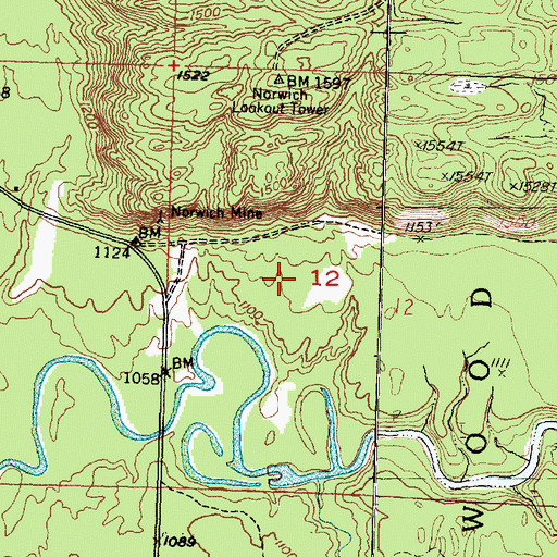 Topographic Map of Norwich Cemetery, MI
