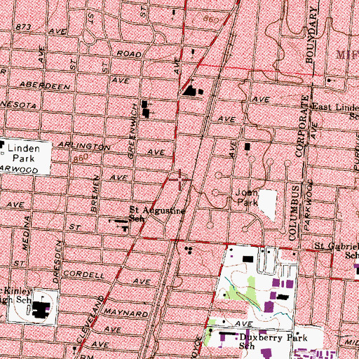 Topographic Map of Victory Church of Christ, OH