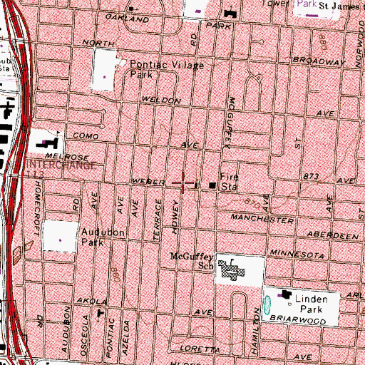 Topographic Map of Rainbow Missionary Baptist Church, OH