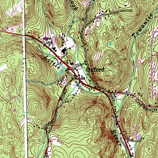 Topographic Map of Oxford, CT
