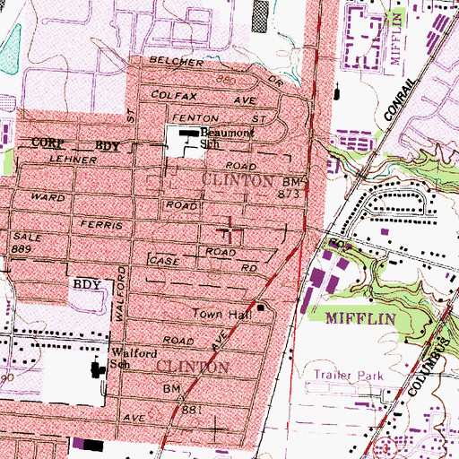 Topographic Map of Peace United Methodist Church, OH