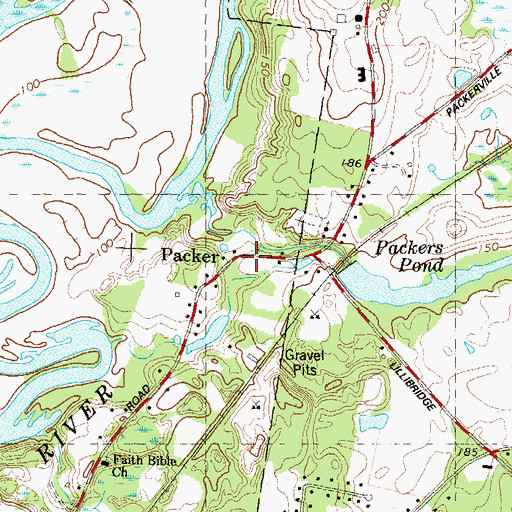 Topographic Map of Packer, CT