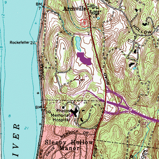 Topographic Map of Rockwood Hall Country Club (historical), NY