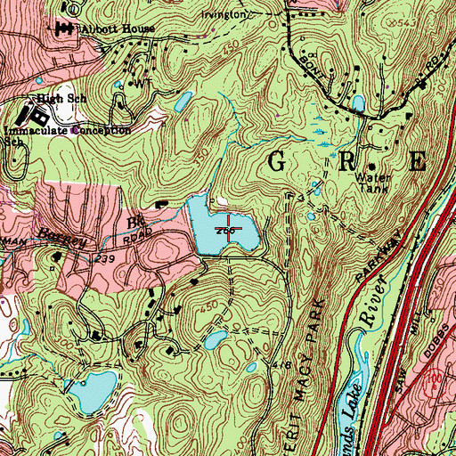 Topographic Map of Irvington Reservoir, NY
