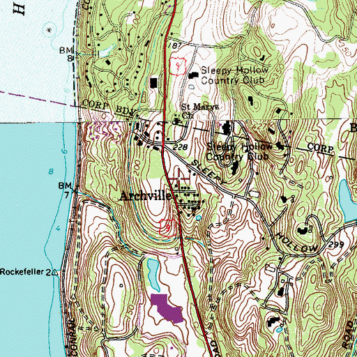 Topographic Map of Archville School (historical), NY