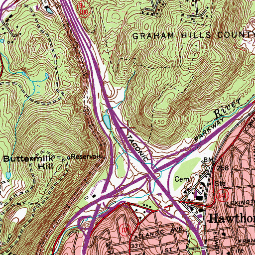 Topographic Map of Harvey School (historical), NY