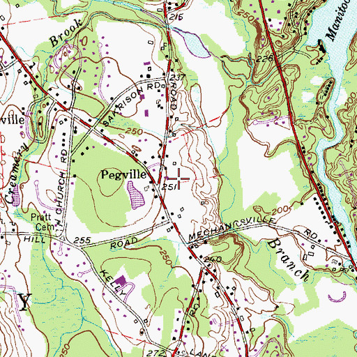 Topographic Map of Pegville, CT