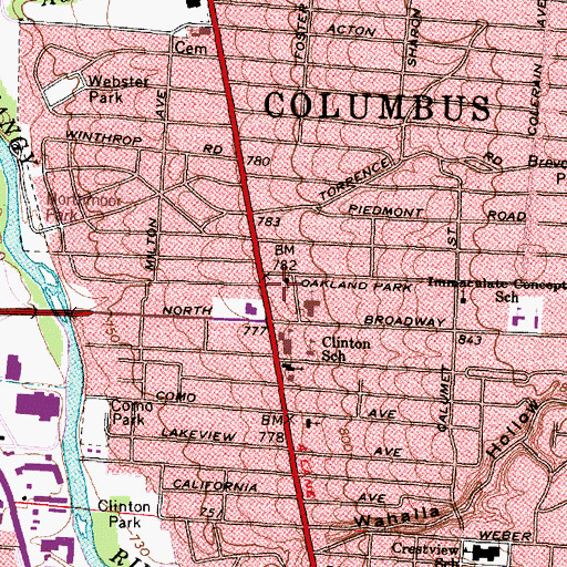 Topographic Map of Columbus Mennonite Church, OH