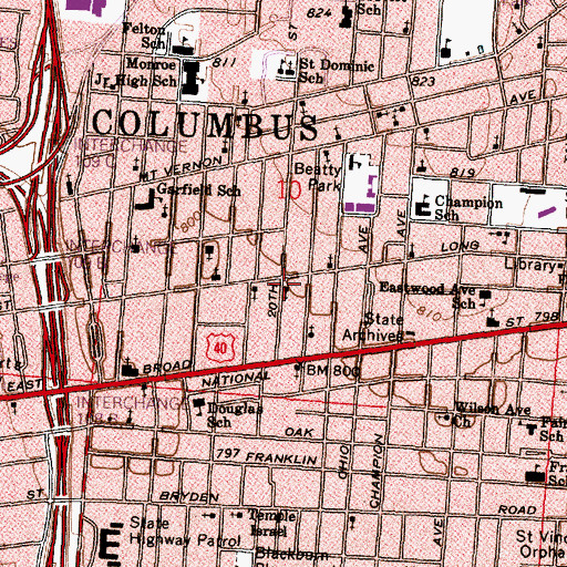 Topographic Map of Greater Vision Missionary Baptist Church, OH