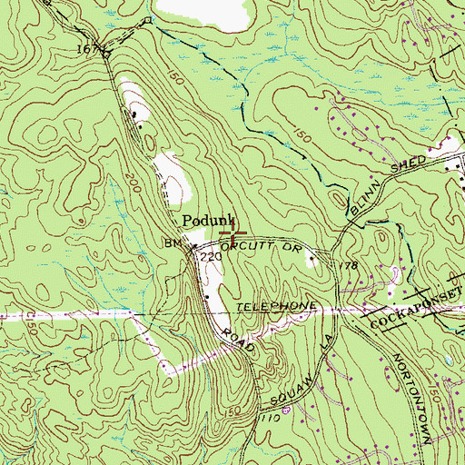 Topographic Map of Podunk, CT