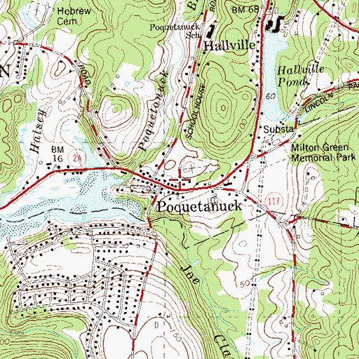 Topographic Map of Poquetanuck, CT