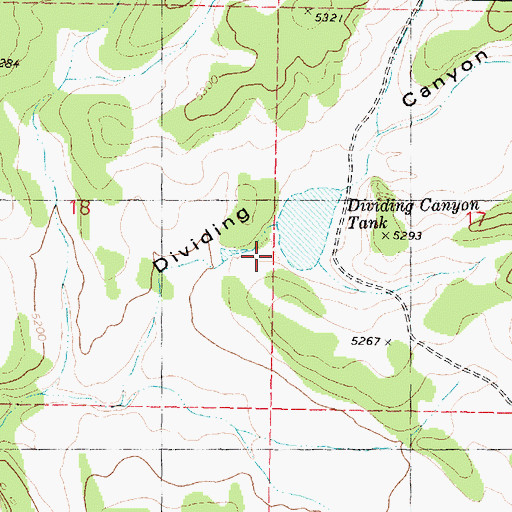 Topographic Map of Dividing Canyon Tank, AZ