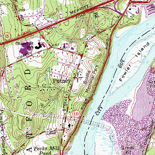 Topographic Map of Putney, CT