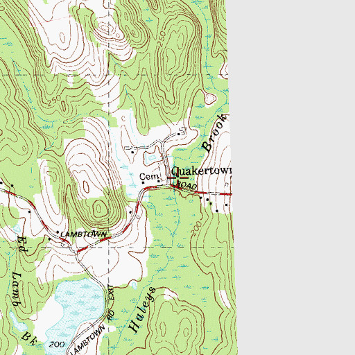 Topographic Map of Quakertown, CT