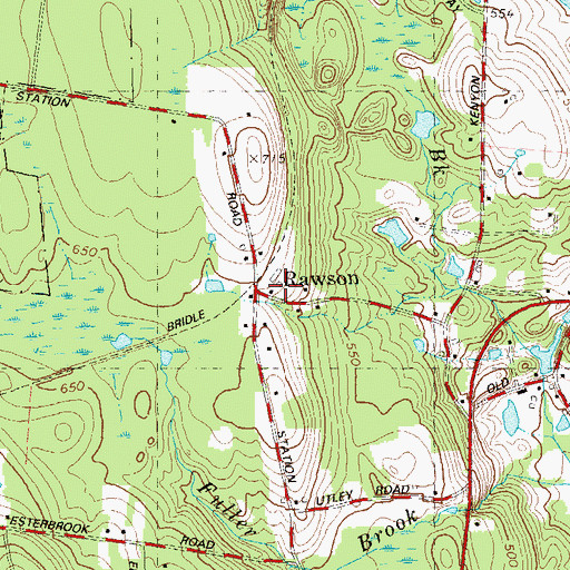 Topographic Map of Rawson, CT