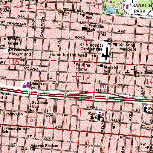 Topographic Map of Praise Deliverance Ministries, OH